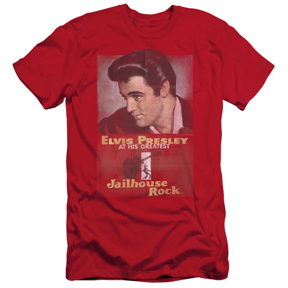 Elvis Presley Jailhouse Rock Poster Slim Fit Mens T Shirt Red