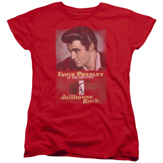 Elvis Presley Jailhouse Rock Poster Womens T Shirt Red