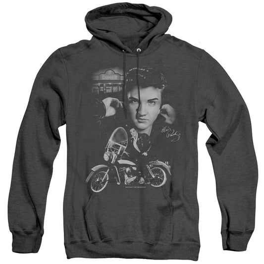 Elvis Presley The King Rides Again Mens Heather Hoodie Black Officially Licensed