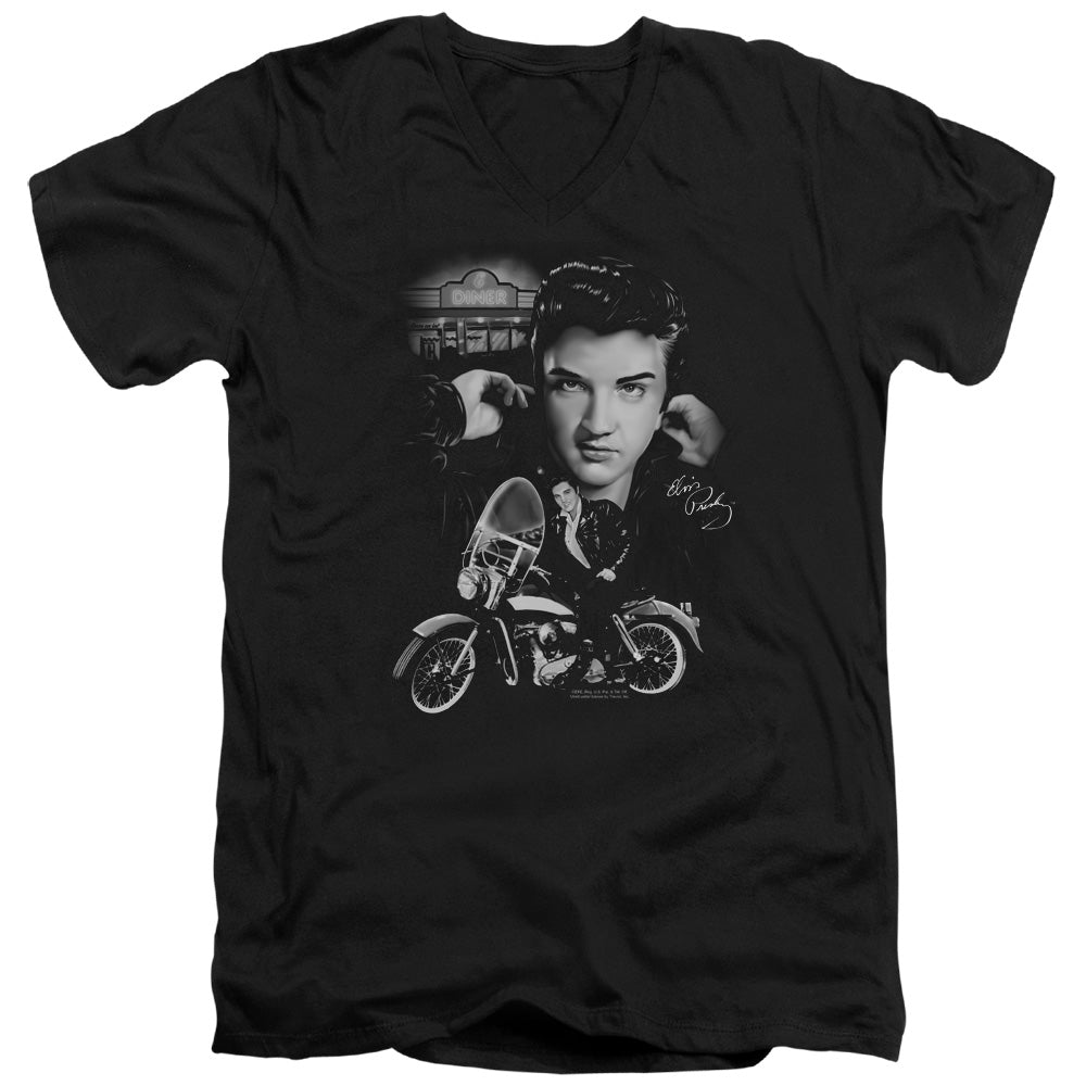 Elvis Presley the King Rides Again Mens Slim Fit V-Neck T Shirt Black