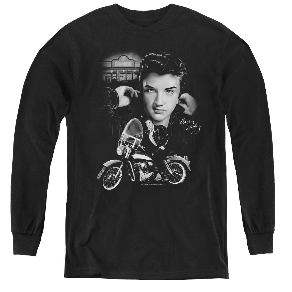 Elvis Presley the King Rides Again Long Sleeve Kids Youth T Shirt Black