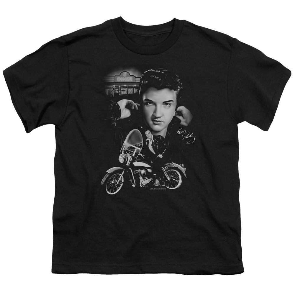 Elvis Presley the King Rides Again Kids Youth T Shirt Black