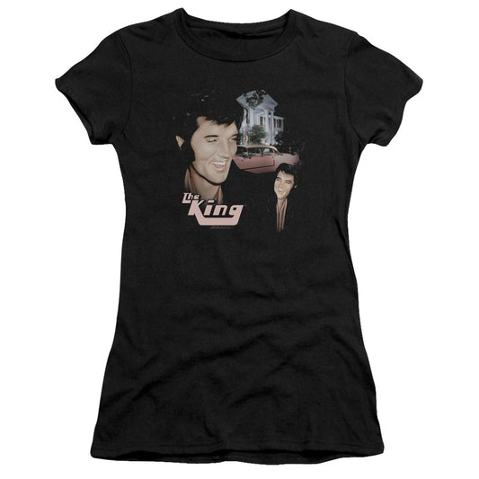 Elvis Presley Home Sweet Home Junior Sheer Cap Sleeve Womens T Shirt Black