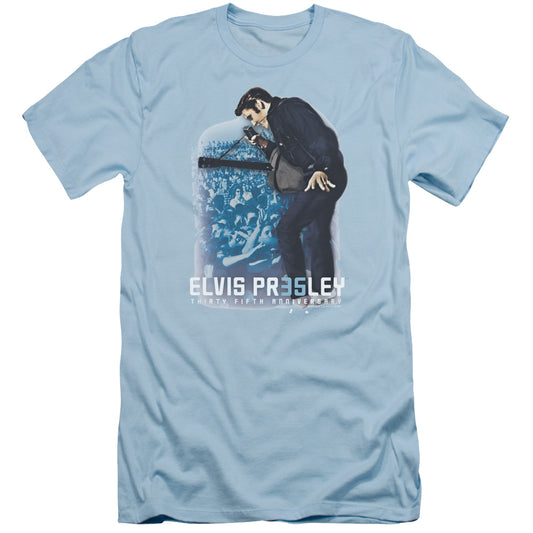 Elvis Presley 35th Anniversary 3 Slim Fit Mens T Shirt Light Blue