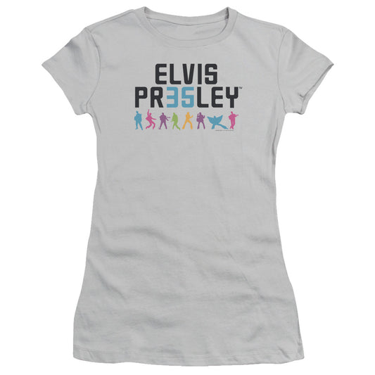 Elvis Presley 35 Junior Sheer Cap Sleeve Womens T Shirt Silver