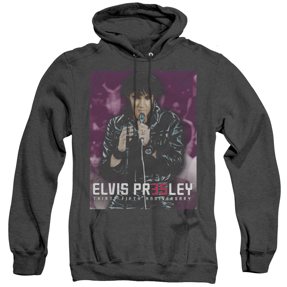 Elvis Presley 35 Leather Heather Mens Hoodie Black