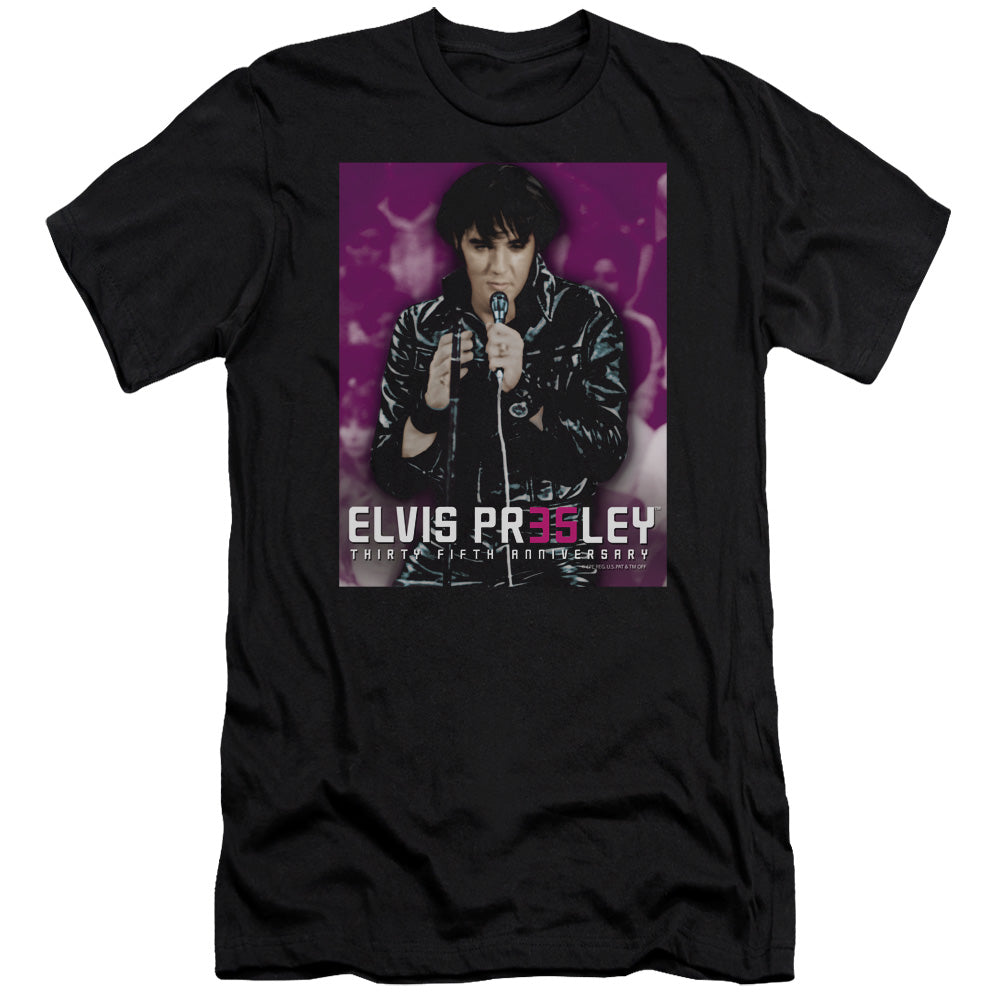 Elvis Presley 35 Leather Premium Bella Canvas Slim Fit Mens T Shirt Black