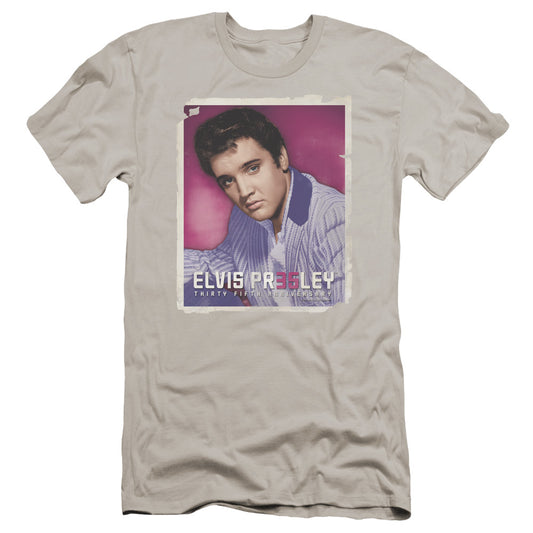 Elvis Presley 35 Jacket Premium Bella Canvas Slim Fit Mens T Shirt Silver