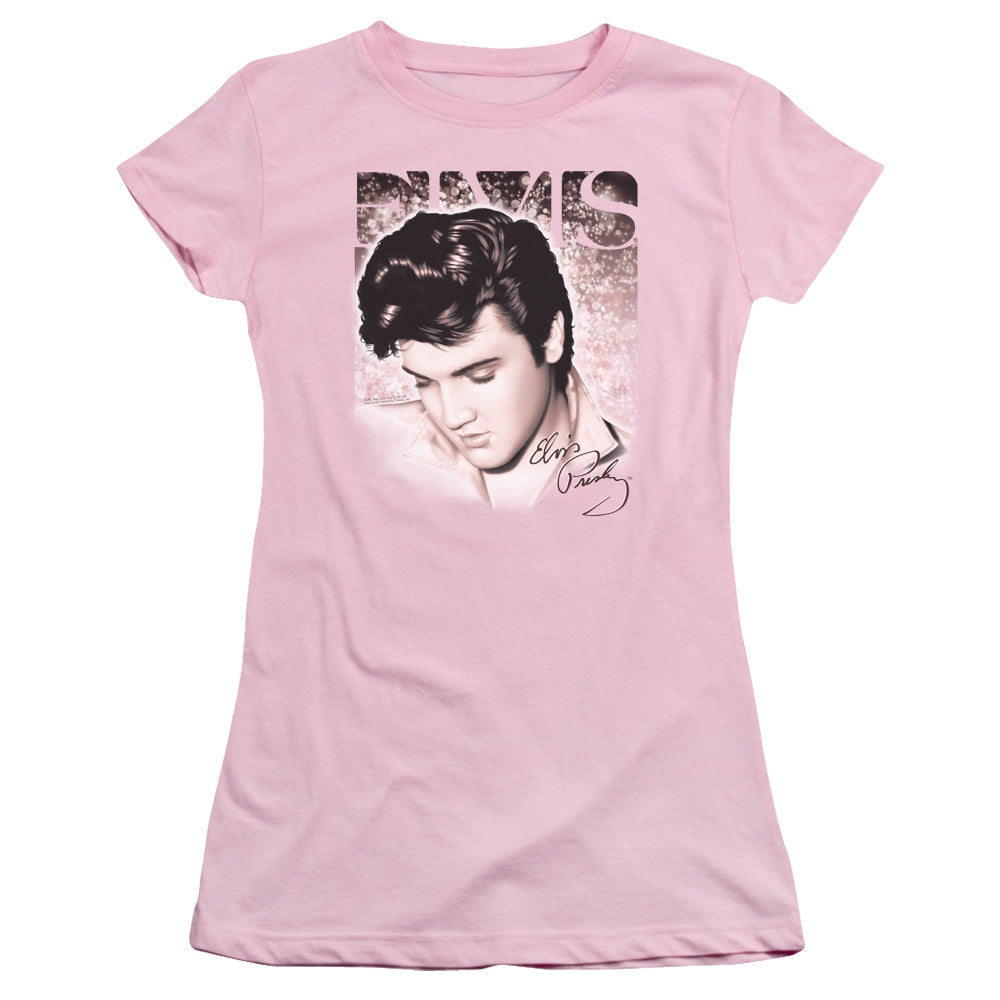 Elvis Presley Star Light Junior Sheer Cap Sleeve Womens T Shirt Pink