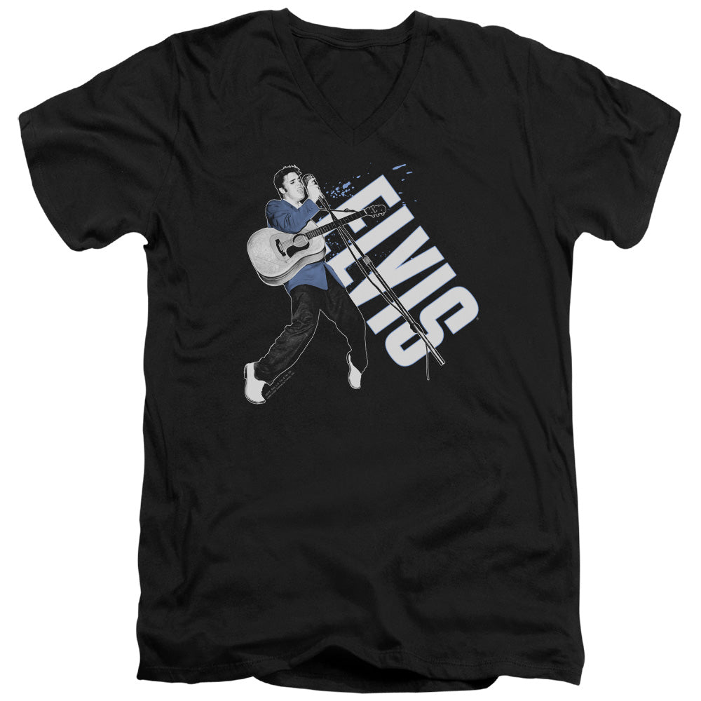 Elvis Presley on His Toes Mens Slim Fit V-Neck T Shirt Black