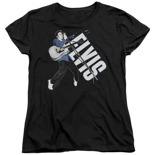 Elvis Presley on His Toes Womens T Shirt Black