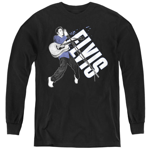 Elvis Presley on His Toes Long Sleeve Kids Youth T Shirt Black