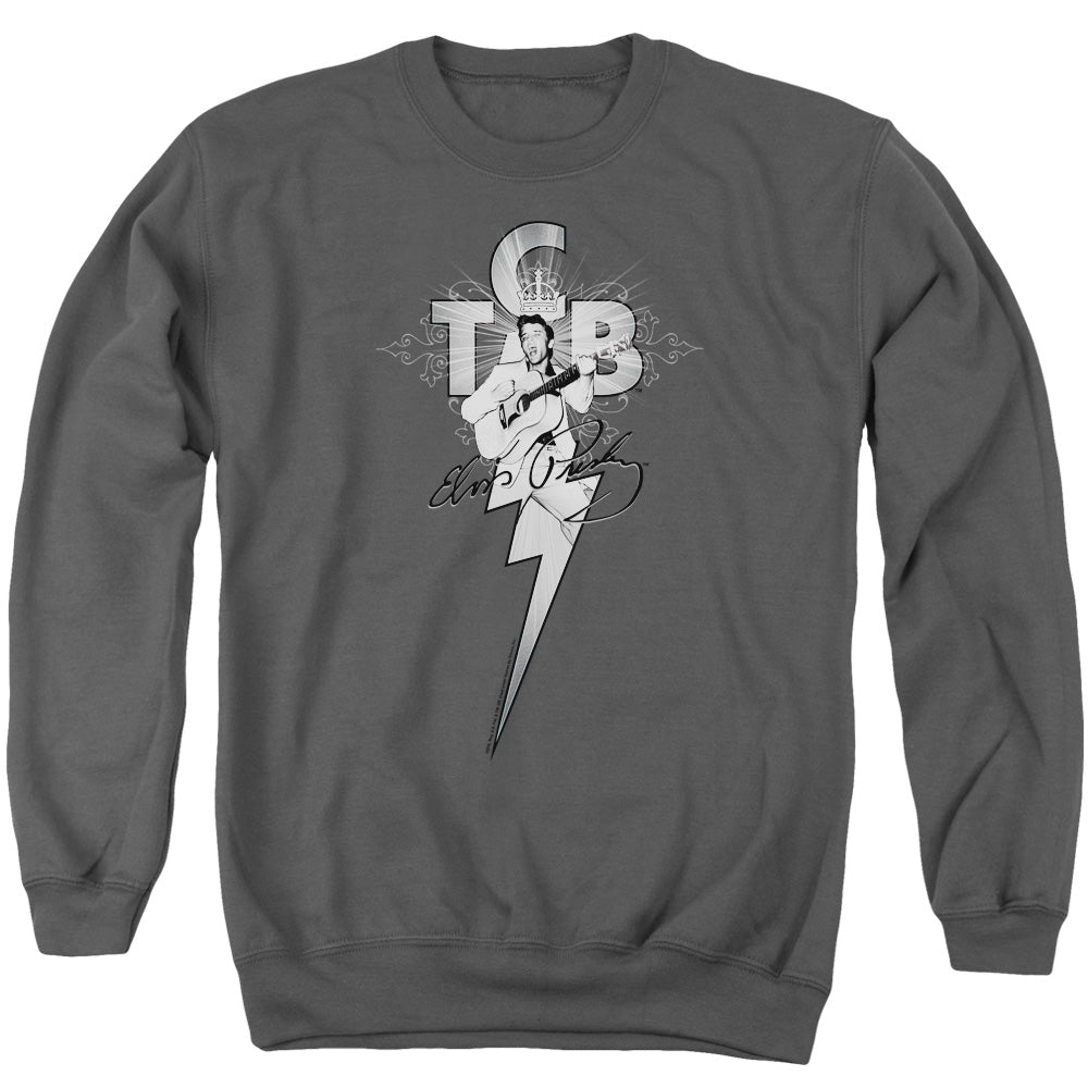 Elvis Presley Tcb Ornate Mens Crewneck Sweatshirt Charcoal