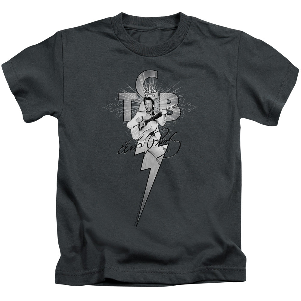 Elvis Presley Tcb Ornate Juvenile Kids Youth T Shirt Charcoal 