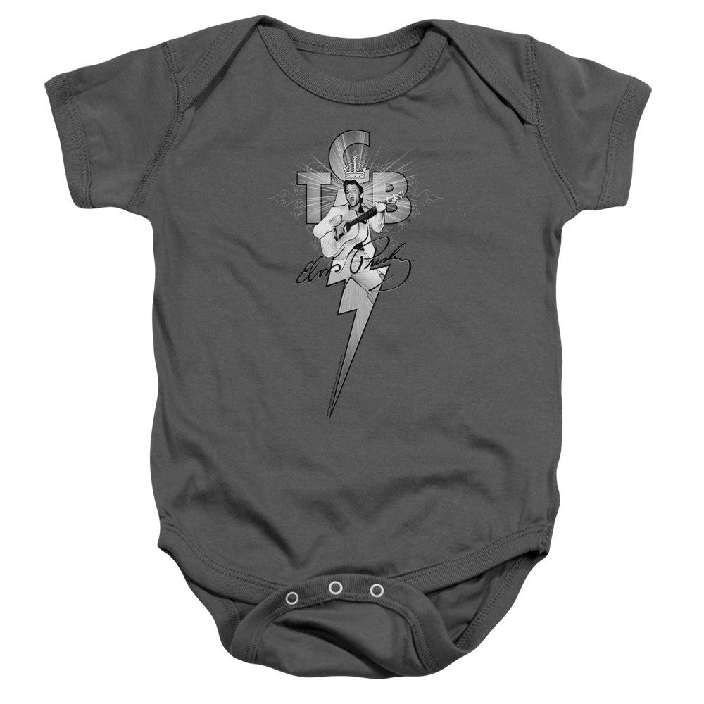 Elvis Presley Tcb Ornate Infant Baby Snapsuit Charcoal