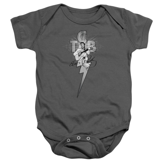 Elvis Presley Tcb Ornate Infant Baby Snapsuit Charcoal