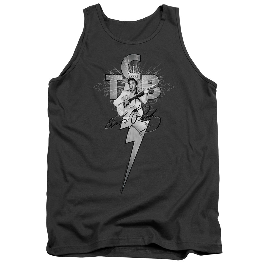 Elvis Presley Tcb Ornate Mens Tank Top Shirt Charcoal