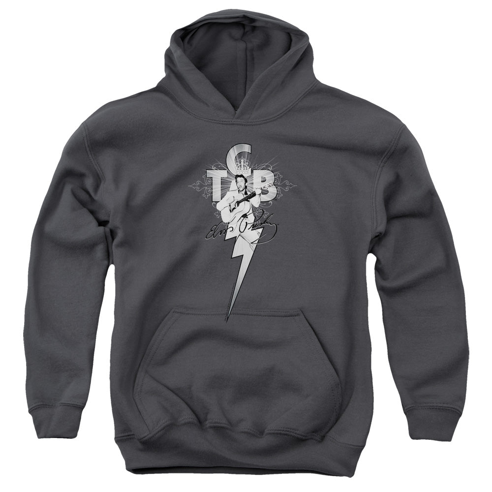 Elvis Presley Tcb Ornate Kids Youth Hoodie Charcoal