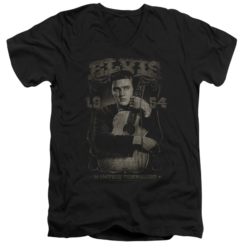 Elvis Presley 1954 Mens Slim Fit V-Neck T Shirt Black