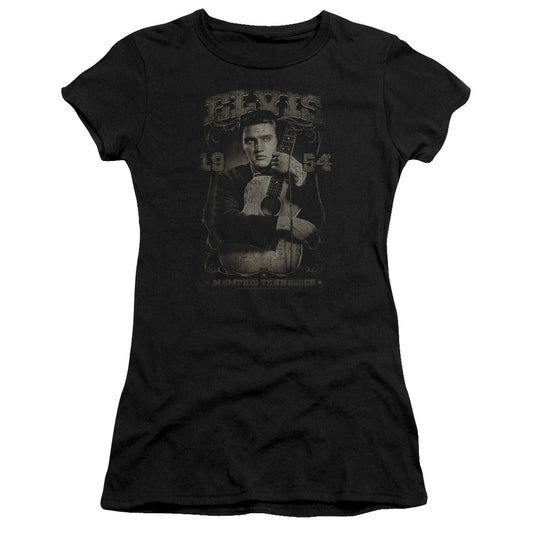 Elvis Presley 1954 Junior Sheer Cap Sleeve Womens T Shirt Black