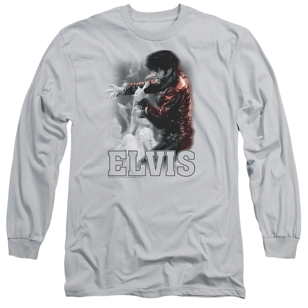 Elvis Presley Black Leather Mens Long Sleeve Shirt Silver