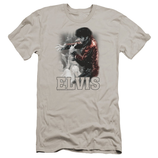 Elvis Presley Black Leather Premium Bella Canvas Slim Fit Mens T Shirt Silver