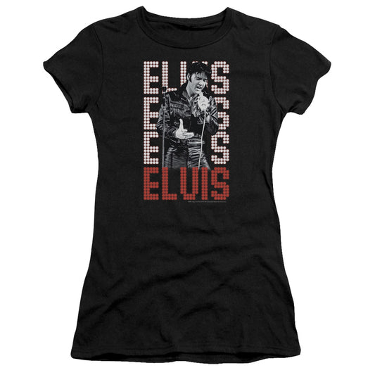 Elvis Presley 1968 Junior Sheer Cap Sleeve Womens T Shirt Black