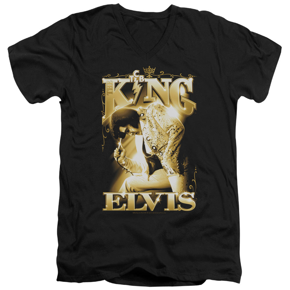 Elvis Presley the King Mens Slim Fit V Neck T Shirt Black