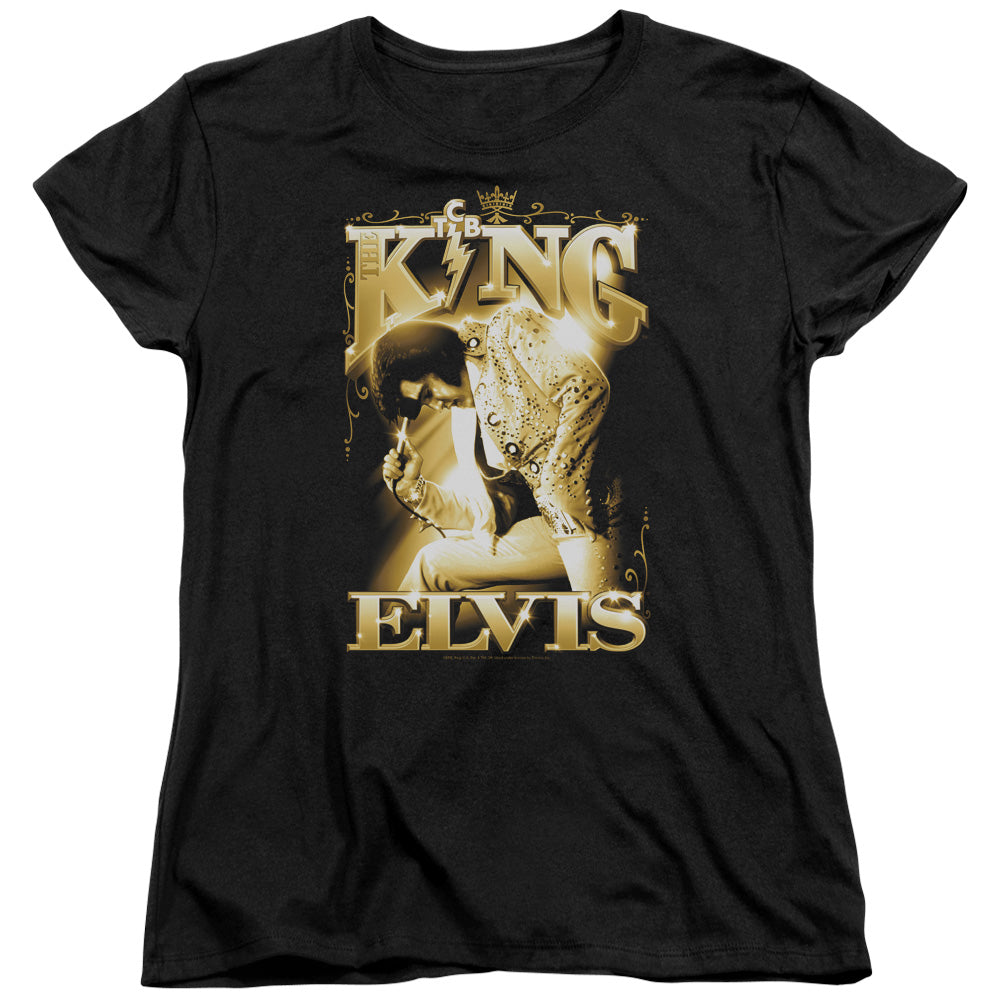 Elvis Presley the King Womens T Shirt Black