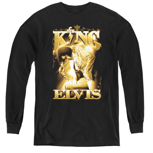 Elvis Presley the King Long Sleeve Kids Youth T Shirt Black