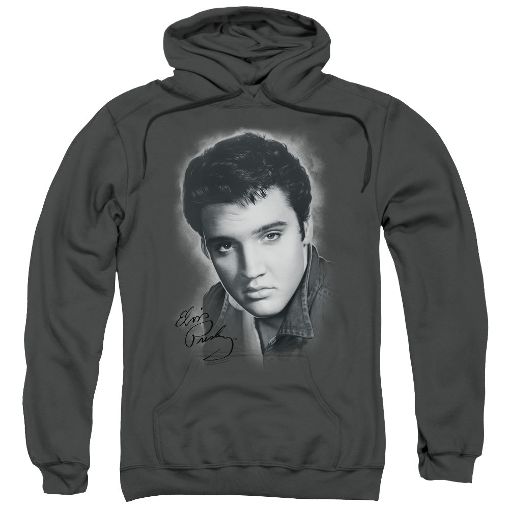 Elvis Presley Grey Portrait Mens Hoodie Charcoal