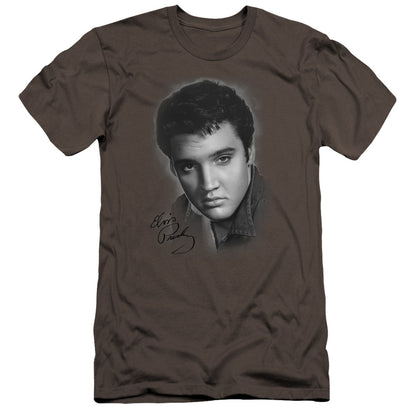 Elvis Presley Grey Portrait Premium Bella Canvas Slim Fit Mens T Shirt Charcoal