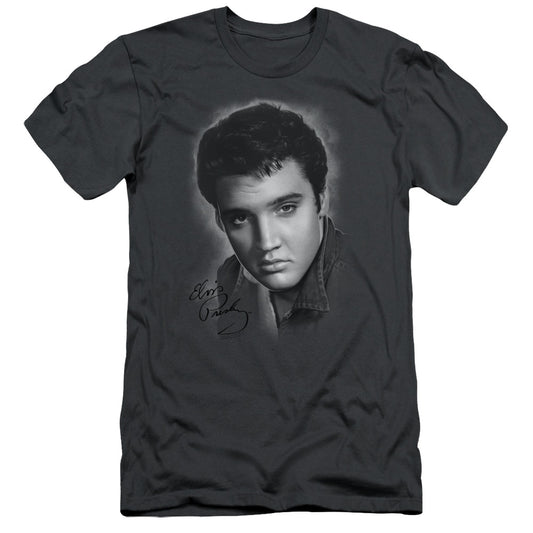 Elvis Presley Grey Portrait Slim Fit Mens T Shirt Charcoal