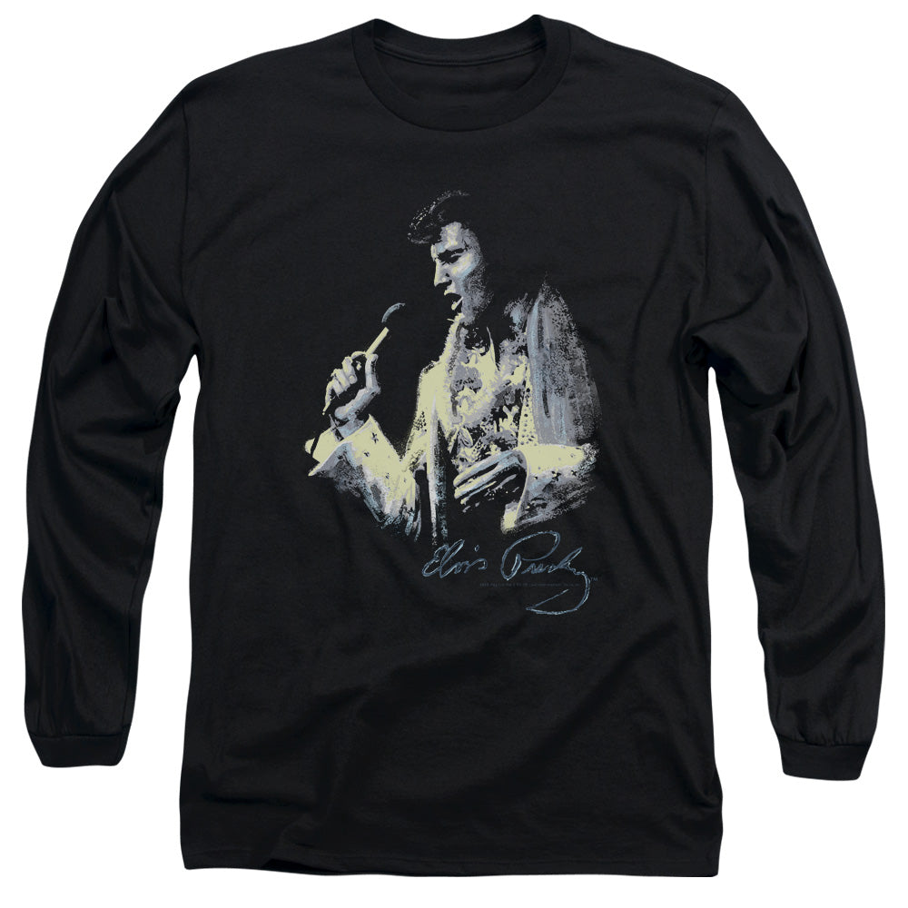 Elvis Presley Painted King Mens Long Sleeve Shirt Black