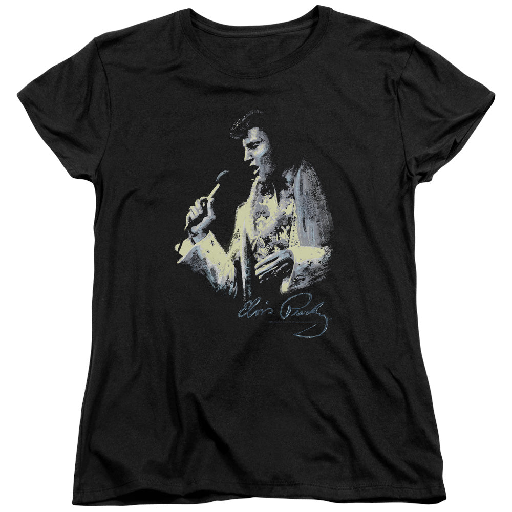 Elvis Presley Painted King Womens T Shirt Black