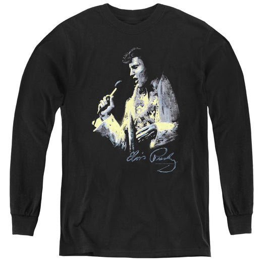 Elvis Presley Painted King Long Sleeve Kids Youth T Shirt Black