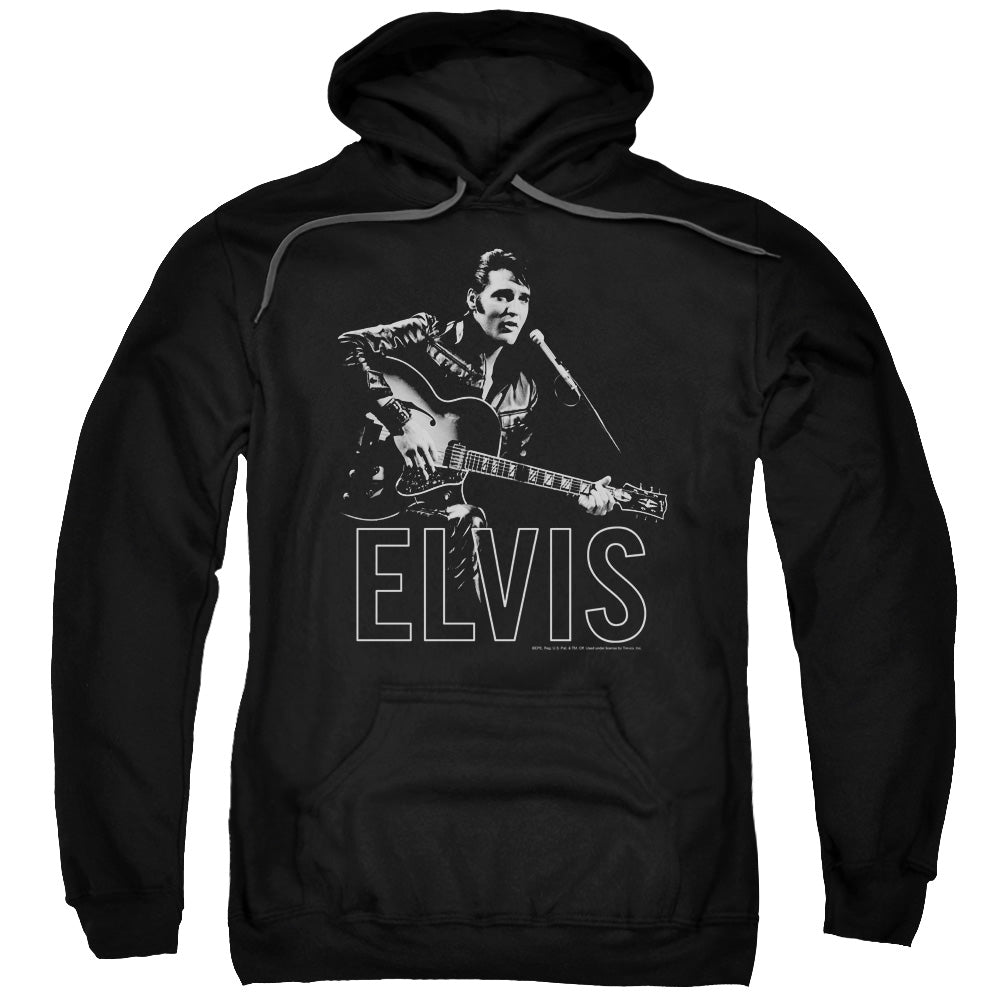 Elvis Presley Guitar in Hand Mens Hoodie Black