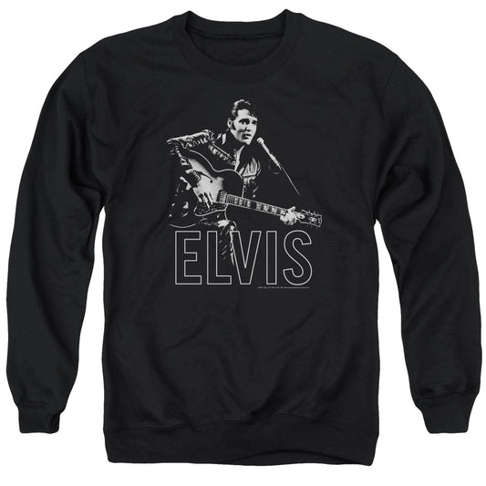 Elvis Presley Guitar in Hand Mens Crewneck Sweatshirt Black