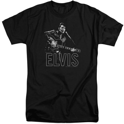 Elvis Presley Guitar In Hand Mens Tall T Shirt Black