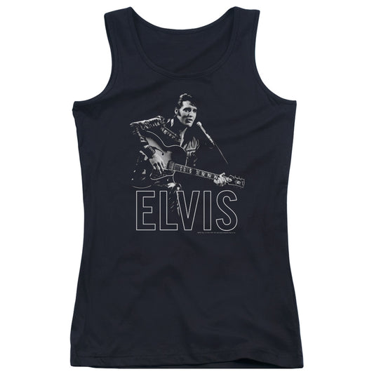 Elvis Presley Guitar in Hand Womens Tank Top Shirt Black