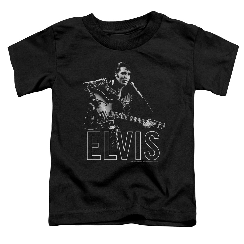 Elvis Presley Guitar in Hand Toddler Kids Youth T Shirt Black