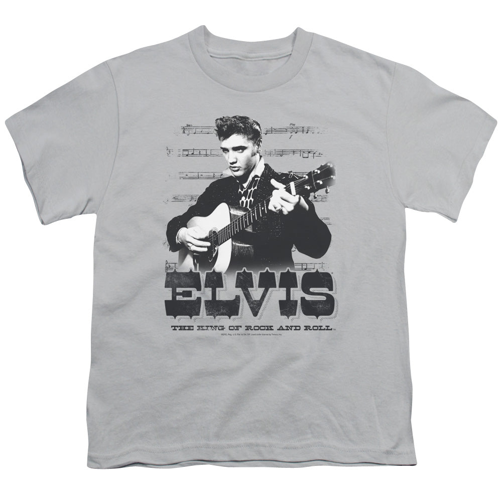 Elvis Presley the King of Kids Youth T Shirt Silver