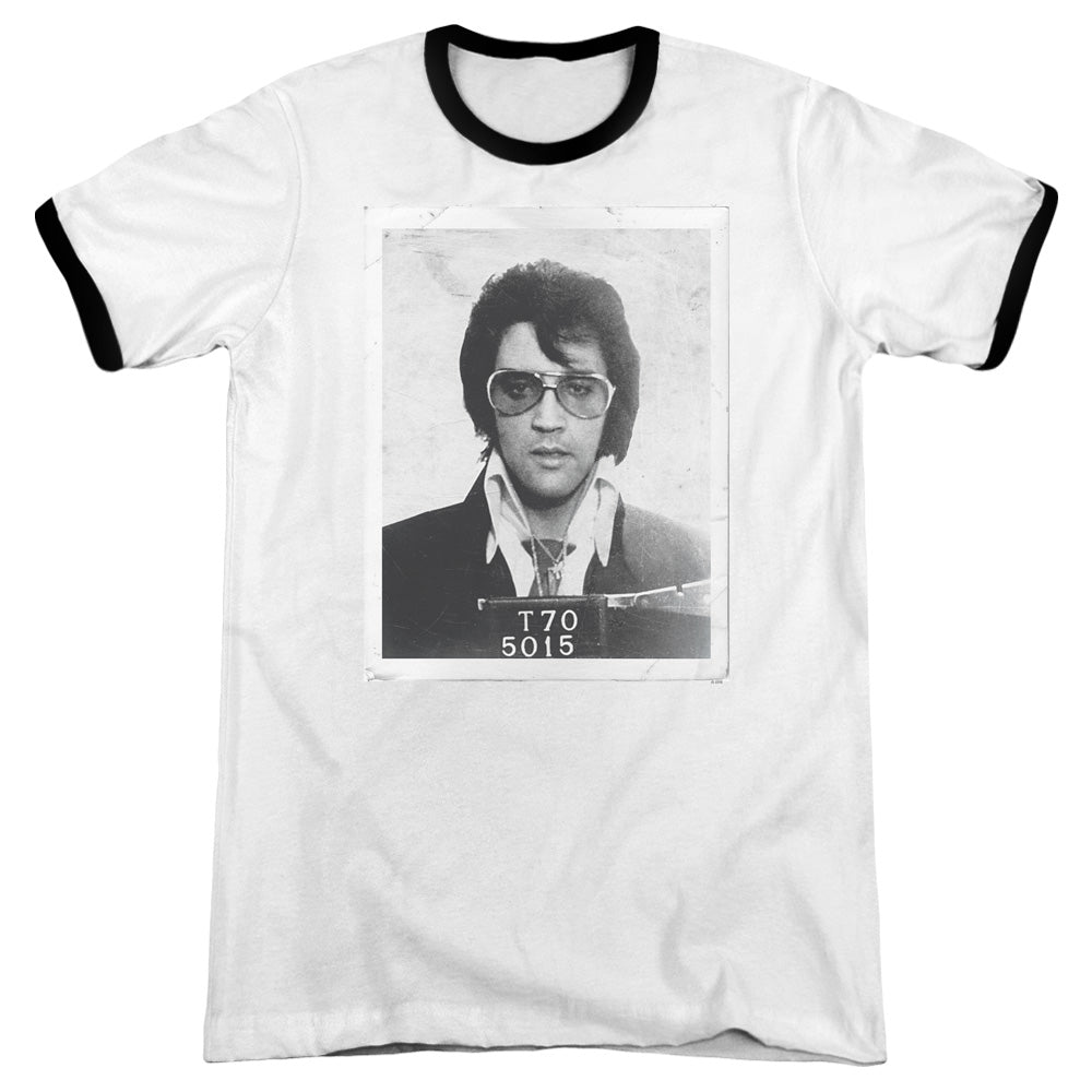 Elvis Presley Framed Heather Ringer Mens T Shirt White