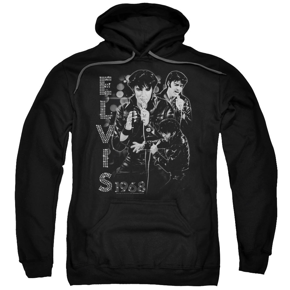 Elvis Presley Leathered Mens Hoodie Black