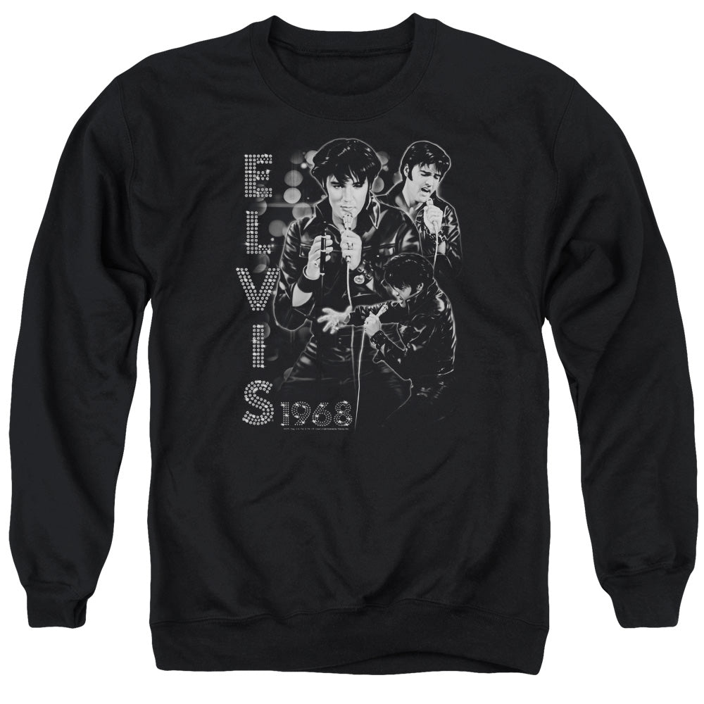 Elvis Presley Leathered Mens Crewneck Sweatshirt Black