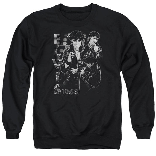 Elvis Presley Leathered Mens Crewneck Sweatshirt Black