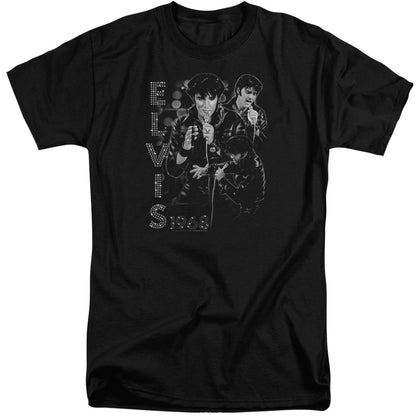 Elvis Presley Leathered Mens Tall T Shirt Black