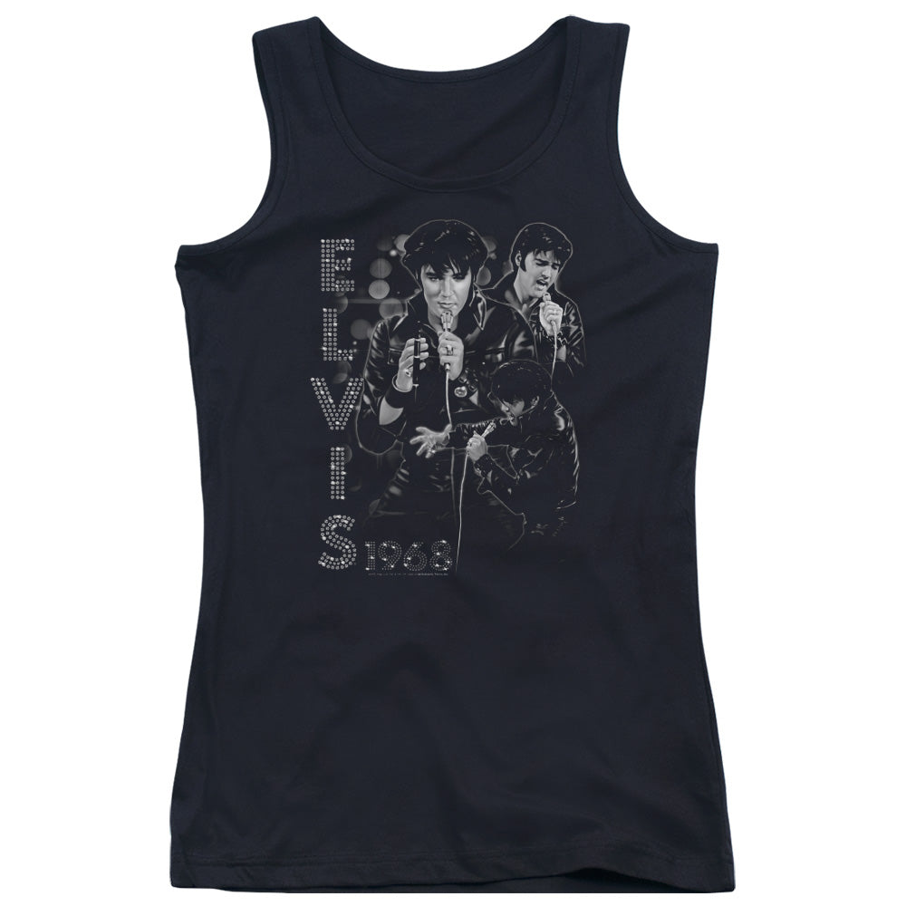 Elvis Presley Leathered Womens Tank Top Shirt Black