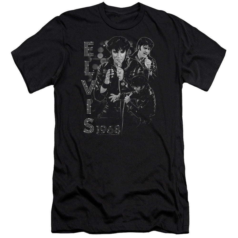 Elvis Presley Leathered Slim Fit Mens T Shirt Black