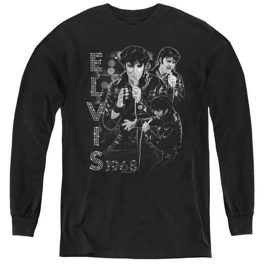 Elvis Presley Leathered Long Sleeve Kids Youth T Shirt Black